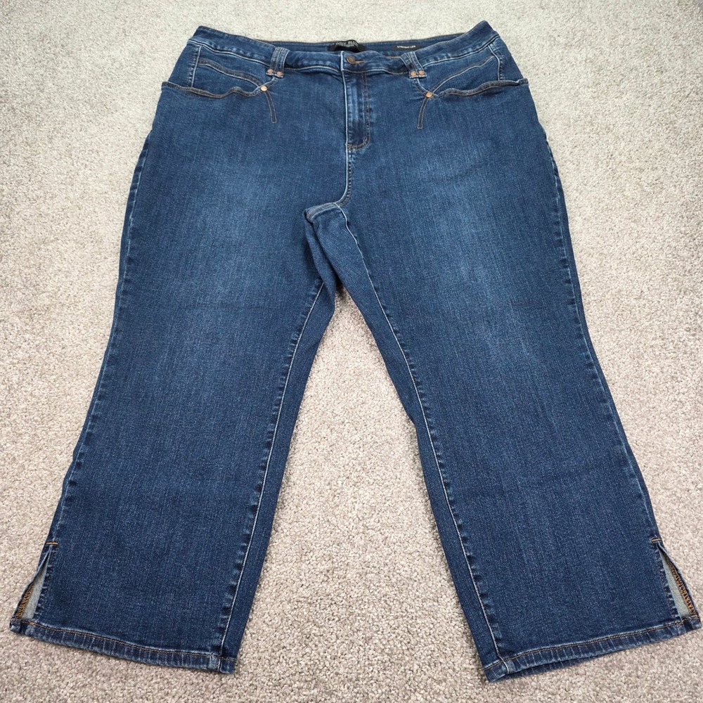 Judy Blue Los Angeles Straight Leg Crop Jeans Dark Wash Plus Size 24W Slit Hem